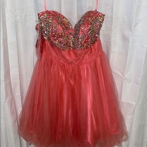 Pink tulle rhinestone prom/homecoming/party dress